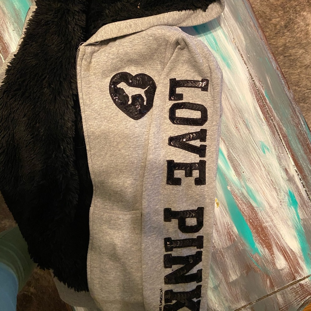 fur lined, zip front, Victoria secret hoodie